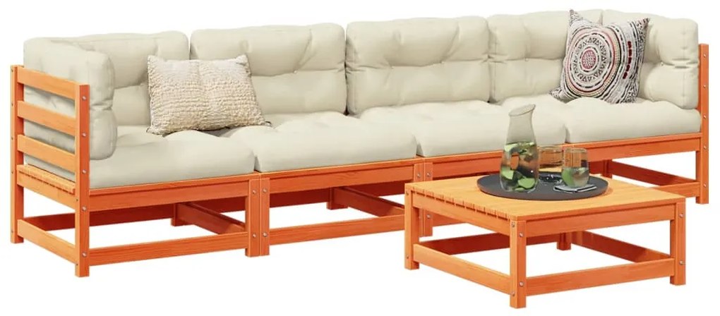 vidaXL Set mobilier de grădină cu perne, 5 piese, lemn masiv de pin