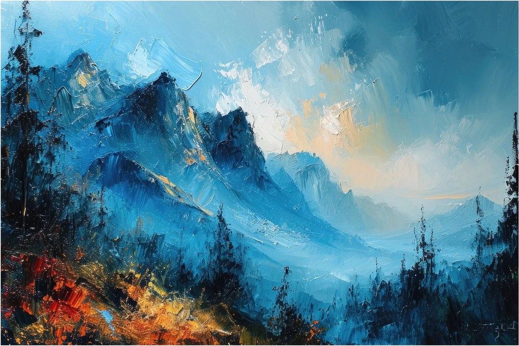 Tablou - Pictura munților (90x60 cm)