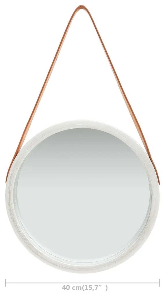 Oglinda de perete cu o curea, 40 cm, argintiu 1, Argintiu,    40 cm