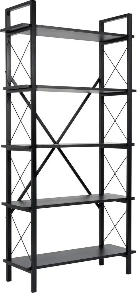 Etajera ELYSIAN, negru, PAL/metal, 90x34x180 cm