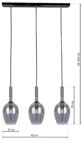 Lustră pe cablu LUGANO 3xE14/40W/230V gri