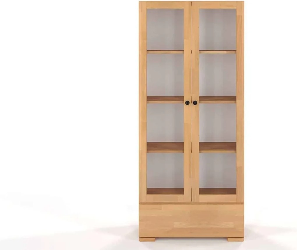 Vitrină lemn masiv TerraCraft Fag 1 Sertar, 80 × 38 × 182 cm - Natural