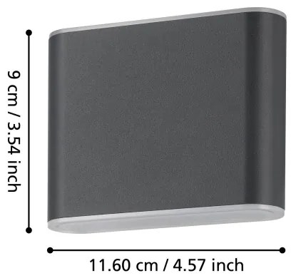 Aplică LED de exterior Eglo 901025 GRUTTI 2xLED/2,9W/230V IP65