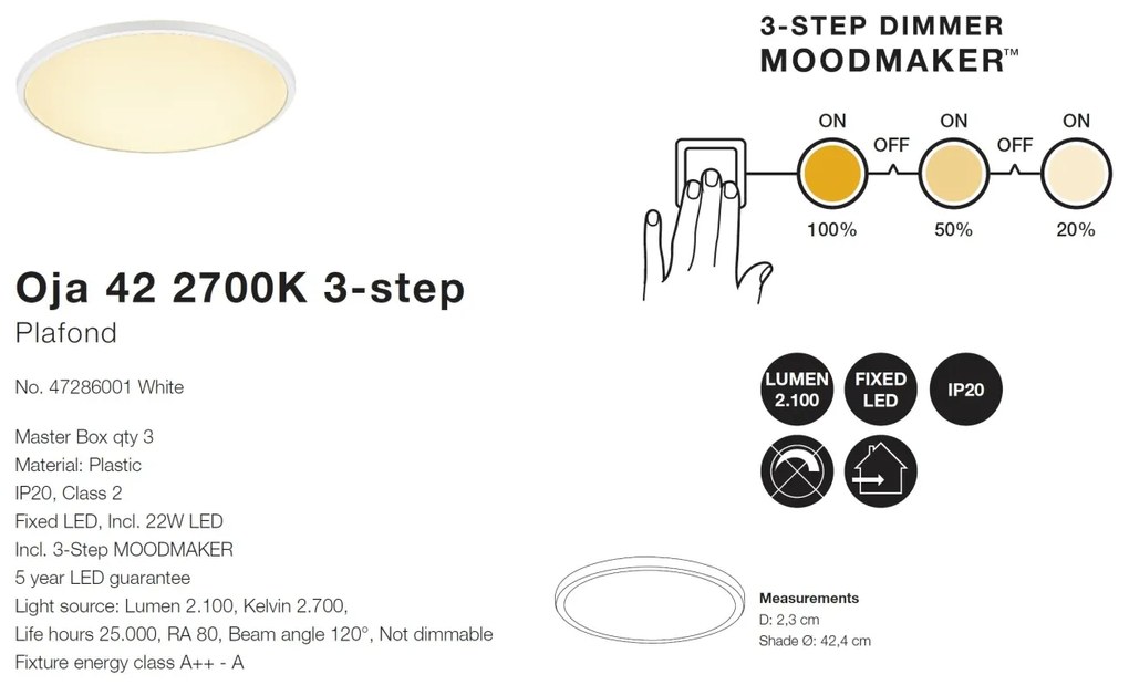 Plafoniera LED Oja 42 2700K MOODMAKER 47286001 NL