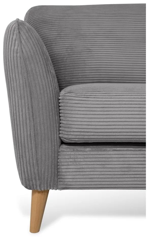 Colțar gri închis cu tapițerie din catifea reiată (cu colț pe partea dreaptă) Paris – Scandic