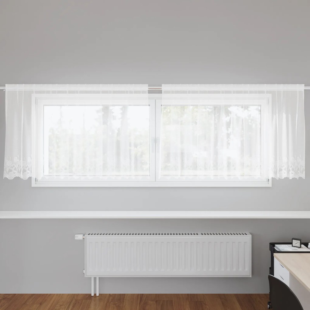 vidaXL Perdele cu perdele Floral Alb 300 x 100 cm Poliester