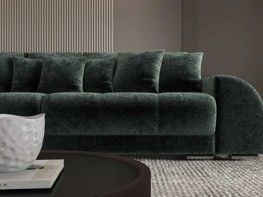 Canapea extensibilă dumonde cu 2 lăzi de depozitare si sezut confortabil din spuma high-density, Verona Euphoria Green 310x100 cm