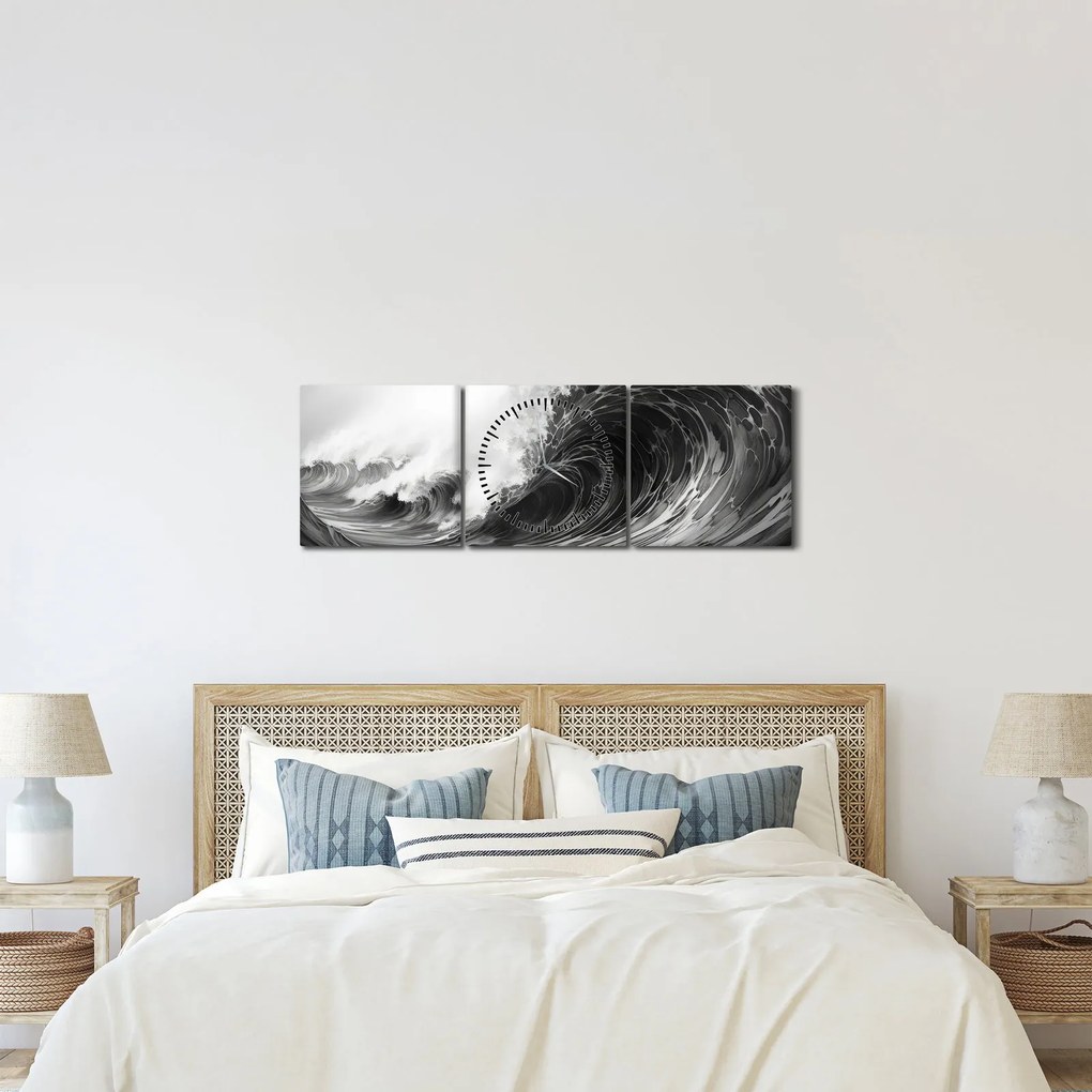 Tablou - Pictura valurilor (cu ceas) (90x30 cm)