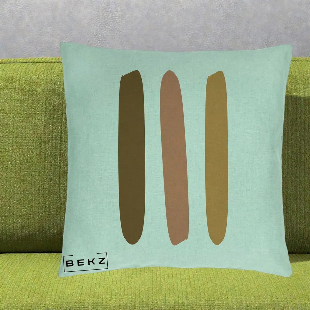 Perna Decorativa Abstract Linii Terracotta, 40x40 cm, Verde Menta, Husa Detasabila, Perna Inclusa, BEKZ®