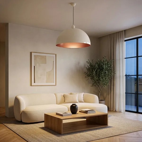 Brilagi - Candelabru LED suspendat pe cablu METALO 1xE27/40W/230V Ø 60 cm bej/cupru