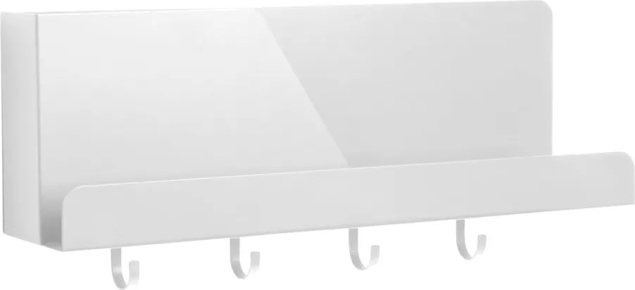 Organizator metalic de perete cu cârlige Leitmotiv Perky, lățime 46 cm, alb