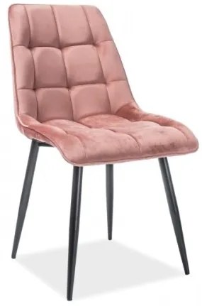 Scaun tapitat cu stofa si picioare metalice Chic Velvet Roz / Negru, l51xA44xH89 cm