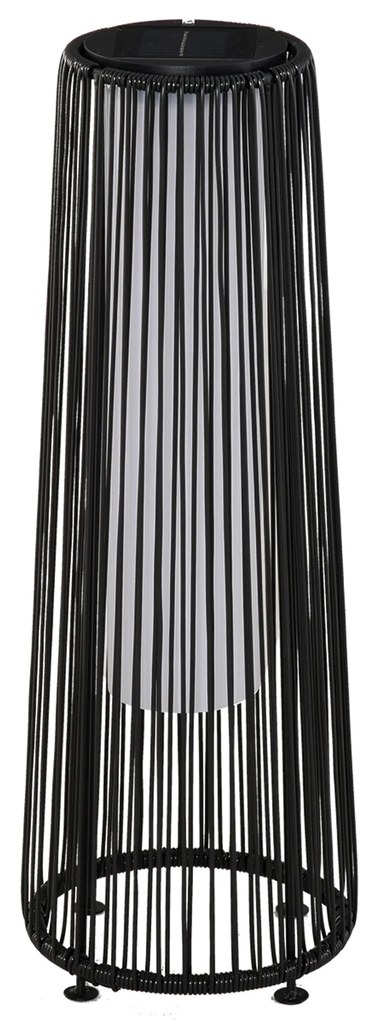 Outsunny Lanternă Solară de Grădină cu Panou de Încărcare, Lampă solară de Exterior din Metal și Ratan, Ø21.5x61 cm, Negru | Aosom Romania