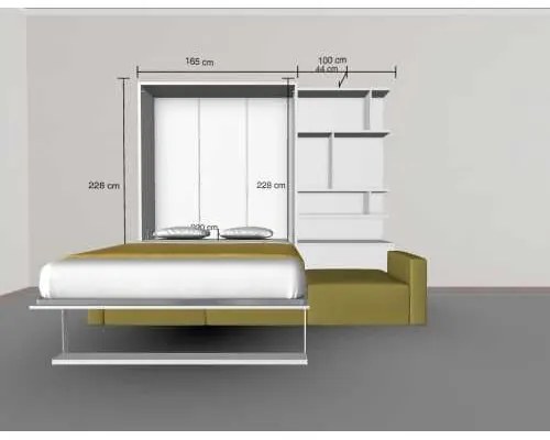 Set pat rabatabil dublu cu canapea 3 locuri si biblioteca - royal simple bookcase set (150x200)