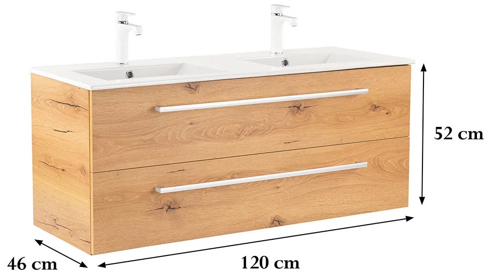 Dulap inferior Vario Clam 120 cu lavoar stejar-stejar