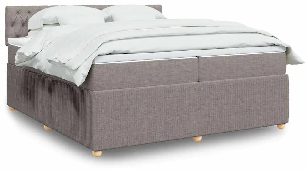 vidaXL Pat box spring cu saltea, gri taupe, 200x200 cm, textil