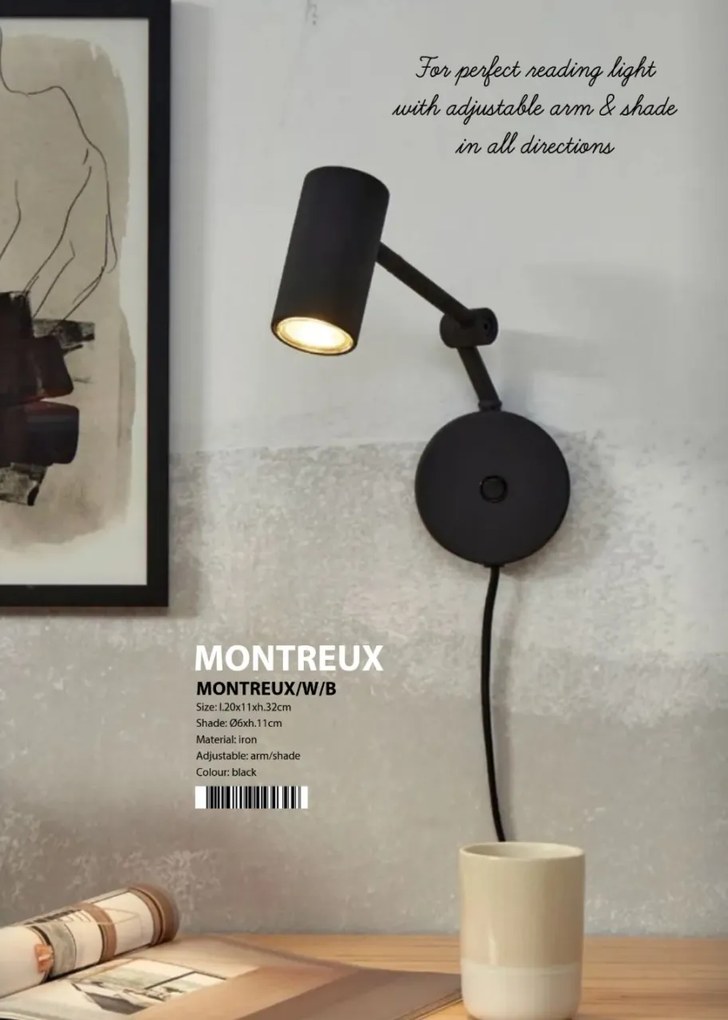 Aplica de perete metal design modern Montreux negru