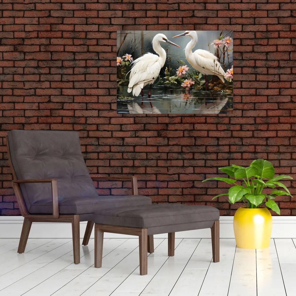 Tablou pe sticlă - Macarale albe (70x50 cm)