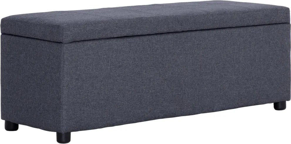 vidaXL Bancă, compartiment de depozitare, gri închis, 116 cm poliester