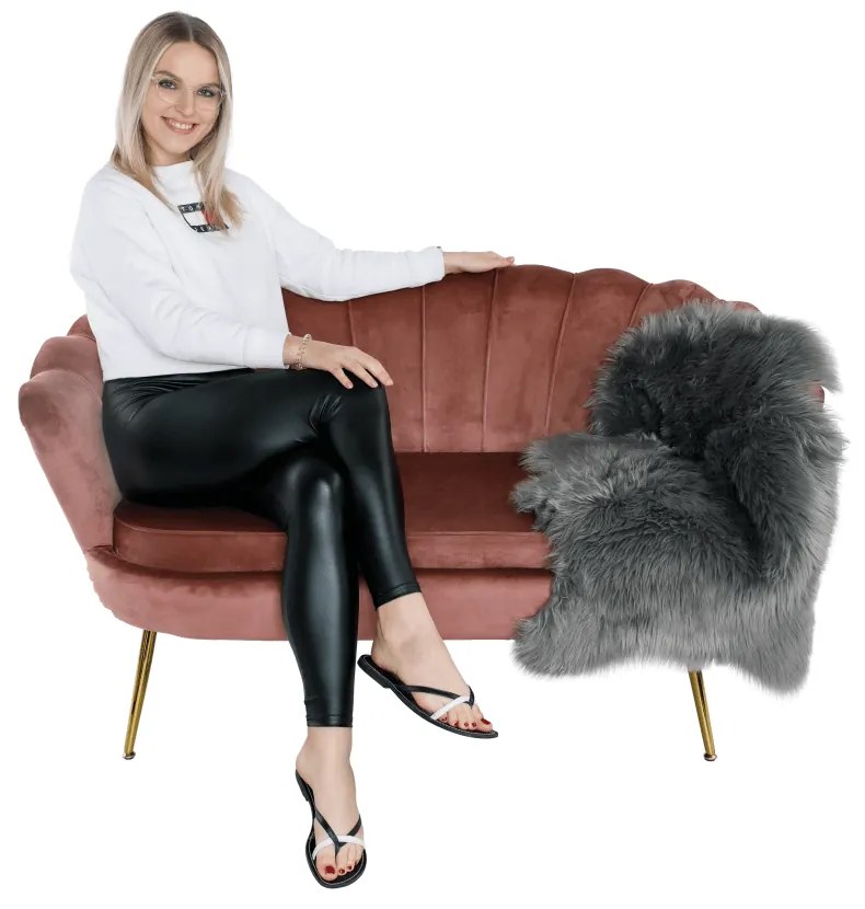 Bancă în stil Art-deco, catifea Velvet roz/crom auriu, NOBLIN