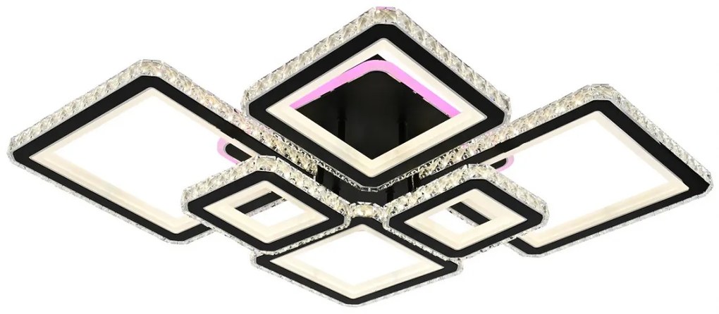 Lustra LED Cu Telecomanda, Elit's Cristal, 4-2 Patrate, Negru, 292 W, RGB