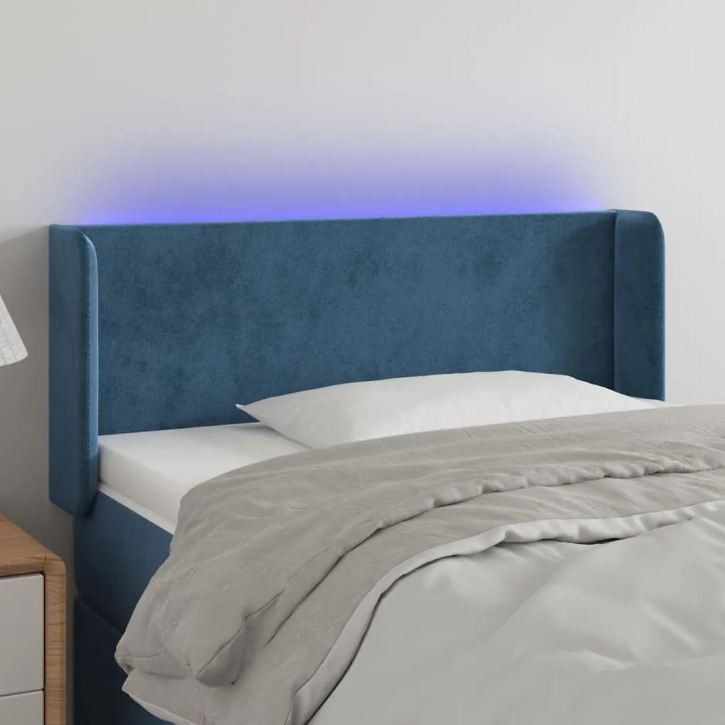 Tablie de pat cu LED, albastru inchis, 93x16x78 88 cm, catifea 1, Albastru inchis, 93 x 16 x 78 88 cm