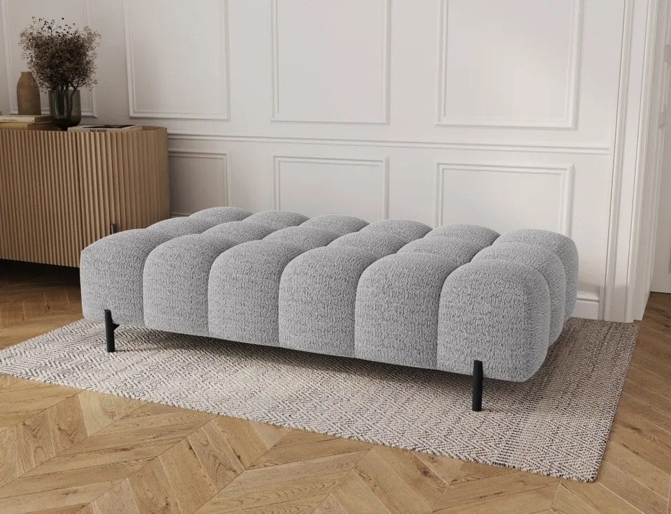 Taburet Tapitat cu Picioare Ferivo, 140x70x40cm, gri bouclé – Sola 04