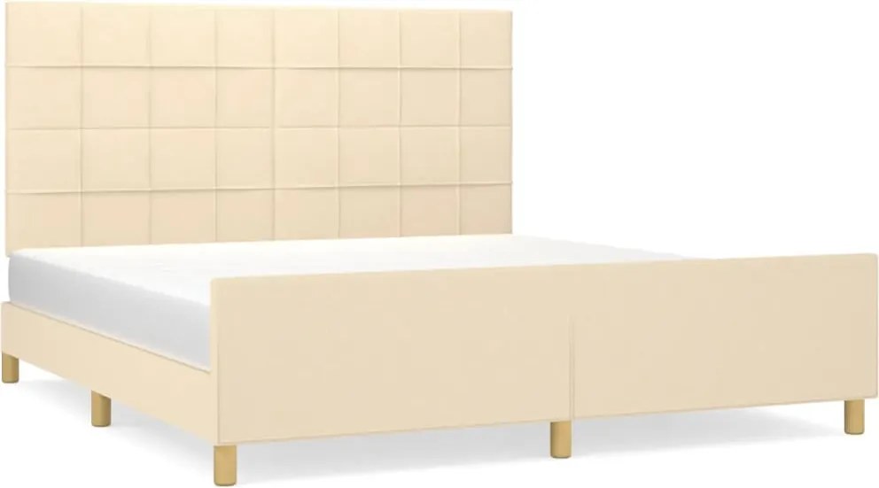 vidaXL Cadru de pat fără saltea, crem, 160x200 cm, textil