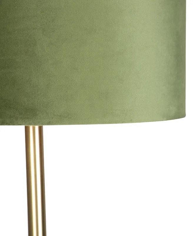 Lampă de podea botanică din alamă cu abajur verde 40 cm - Simplo