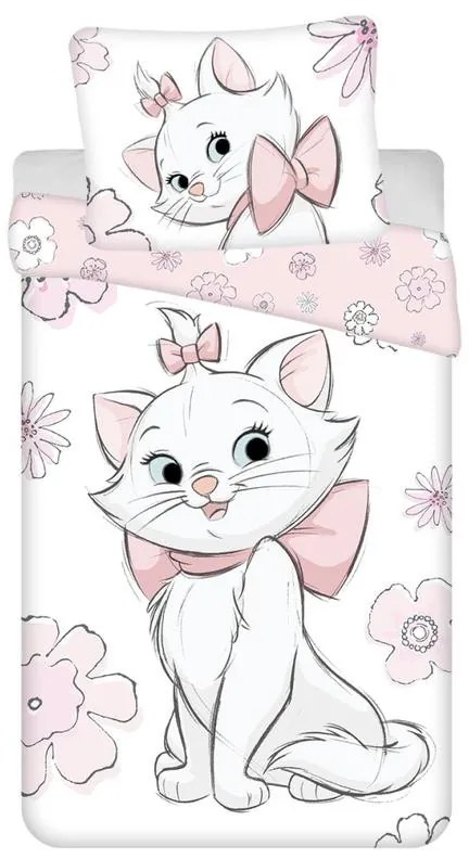 Disney Marie Flowers set de lenjerie de pat 140×200cm, 70×90 cm