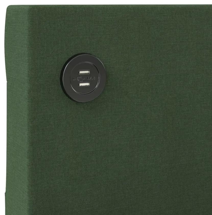 Pat de zi cu saltea si USB, verde inchis, 90x200 cm, textil Verde inchis