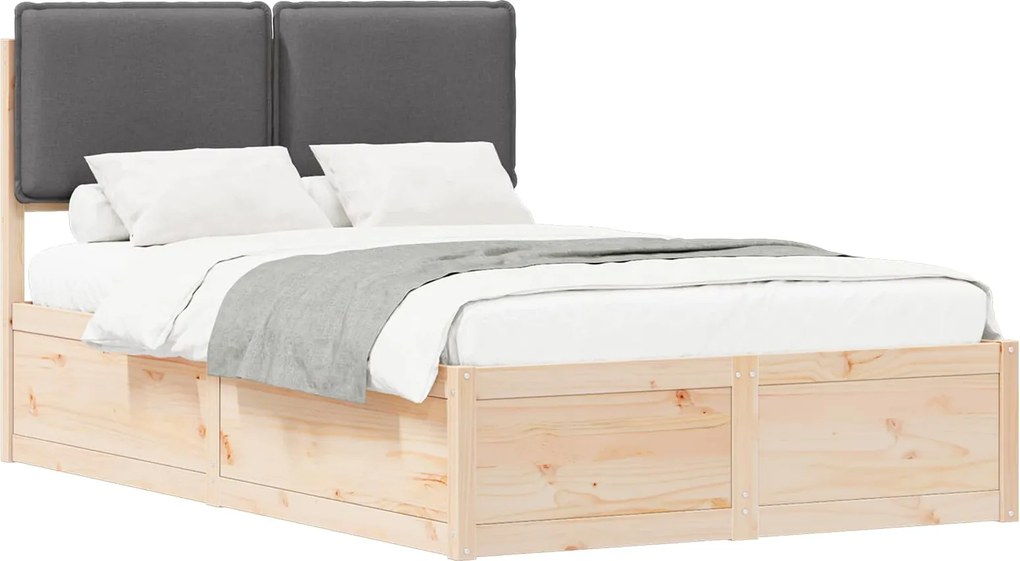 vidaXL Cadru de pat cu tăblie tapițată Gri închis 120 x 190 cm