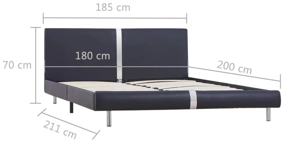Cadru de pat, negru, 180 x 200 cm, piele ecologica Negru, 180 x 200 cm