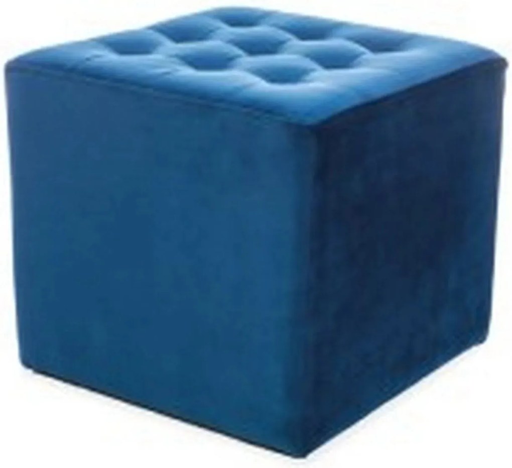 Taburet LORI, stofa catifelata albastru inchis - Bluvel 86, 39x39x34 c