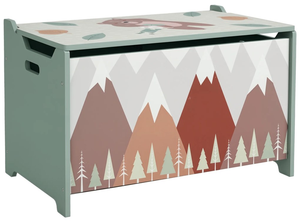 ZONEKIZ Cutie de depozitare, cutie de jucării, capac, design drăguț, Verde | Aosom Romania