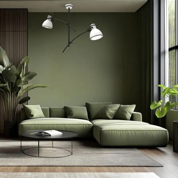 Lustră pe tijă ZUMBA 2xE27/60W/230V alb/negru