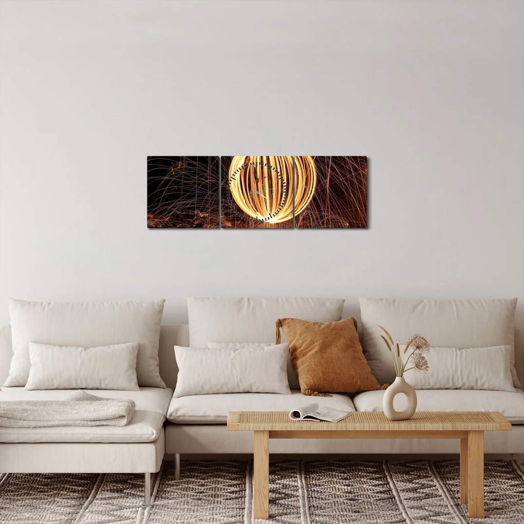 Tablou - Desenat de lumină (cu ceas) (90x30 cm)
