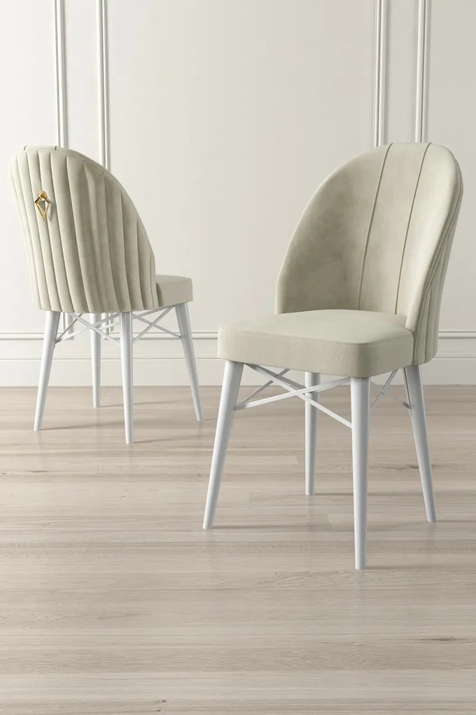 Set de scaune de sufragerie Ritim Cream and White,4 buc., 4 buc