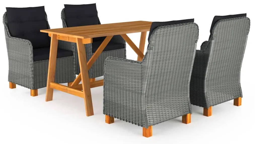 vidaXL Set de masă pentru grădină, 5 piese, gri deschis