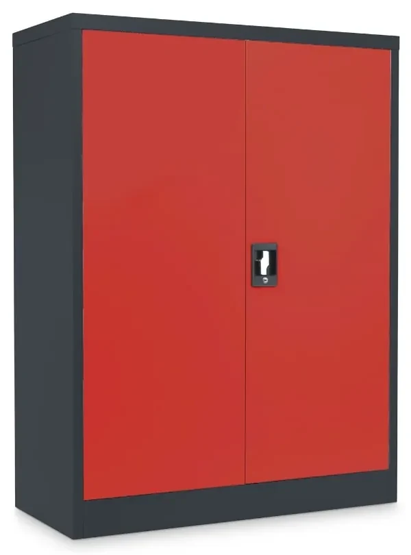 Dulap metalic universal mediu, 90 x 40 x 120 cm, încuietoare cu cilindru, roșu - ral 3000