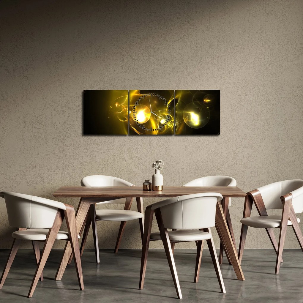 Tabloul abstract cu bile galbene (cu ceas) (90x30 cm)