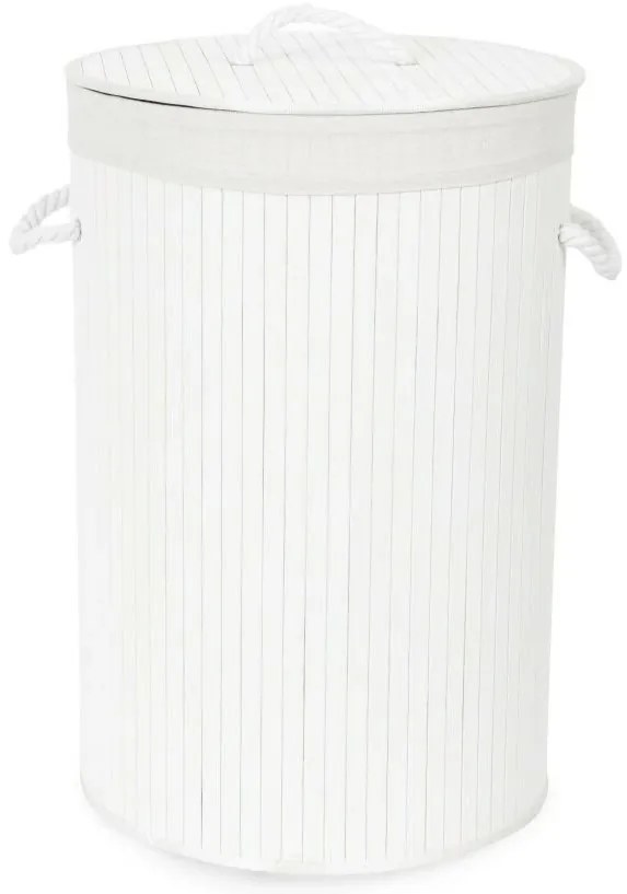 Compactor Coș pentru rufe murdare Bamboo rotund, alb