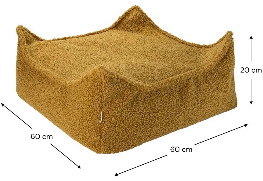 Fotoliu puf pentru copii maro cu tapițerie din țesătură bouclé Square – Wigiwama