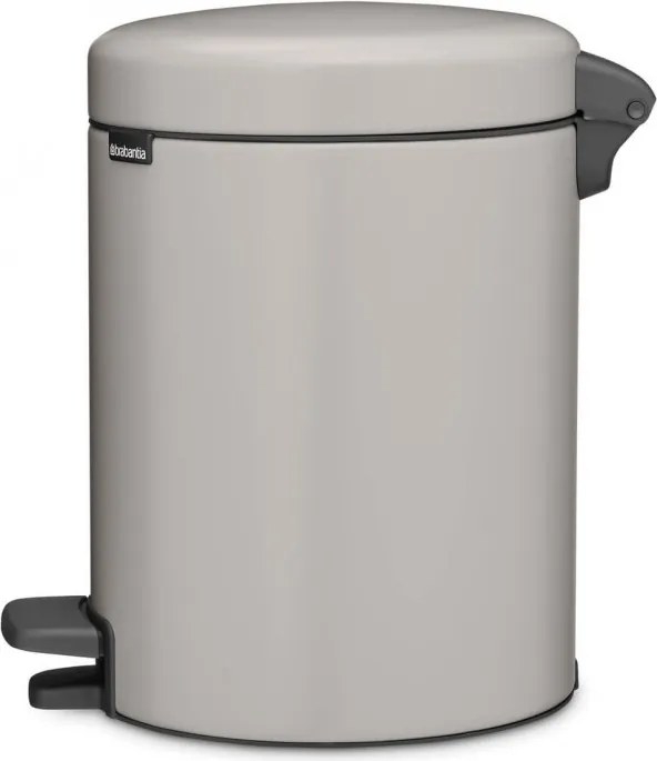 Cos de gunoi cu pedală Brabantia NewIcon 1010434, 5 L, Inchidere usoara, Baza antiderapanta, Gri deschis