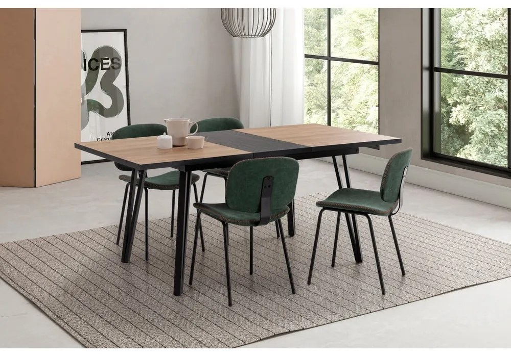 Masă de dining cu blat cu aspect de lemn de stejar 90x140 cm Cleo – Marckeric