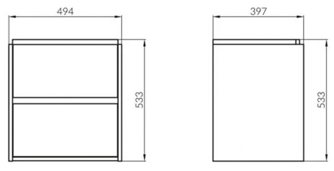 Mobilier suspendat Cersanit, Crea, cu doua sertare, 50 cm, alb