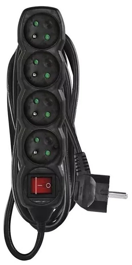 Prelungitor cu întrerupător 4Z 5m negru