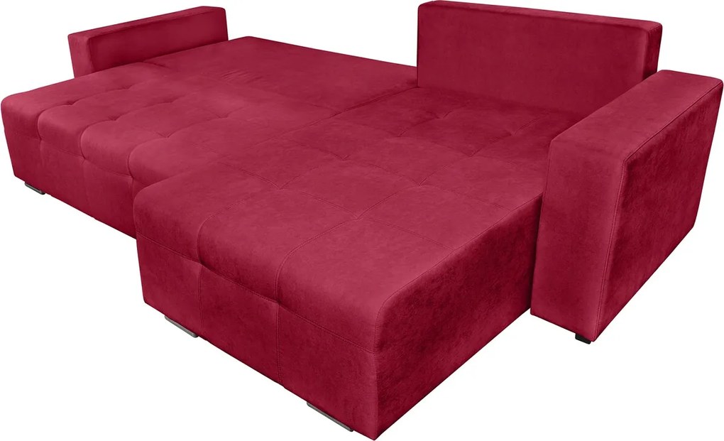 Coltar extensibil Venice, 287x169x96 cm, cu lada de depozitare, Rosu