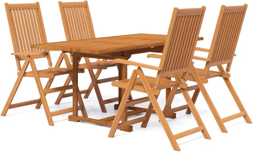 vidaXL Set mobilier de grădină, 5 piese, lemn masiv de acacia, 120-170 cm