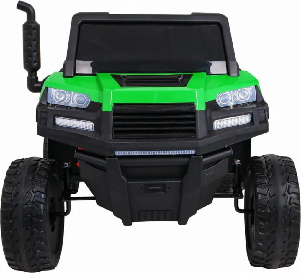 Masinuta Electrica cu acumulator pentru copii NOVOKIDS™ Farmer Beast Buggy, 6 roti, 2 locuri, Cu remorca si faruri luminoase, Roti din Cauciuc EVA,